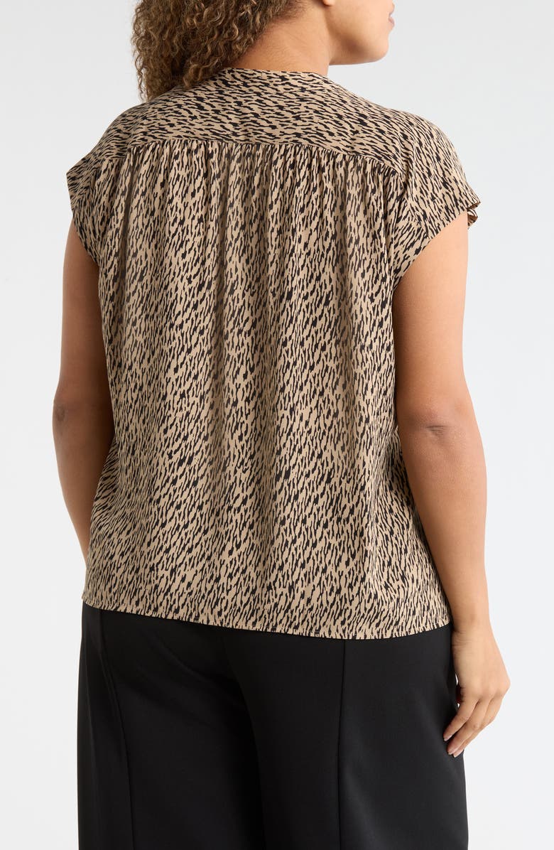 NORDSTROM RACK Growover Print Shirred V-Neck Top, Alternate, color, Beige Hummus- Black Camo