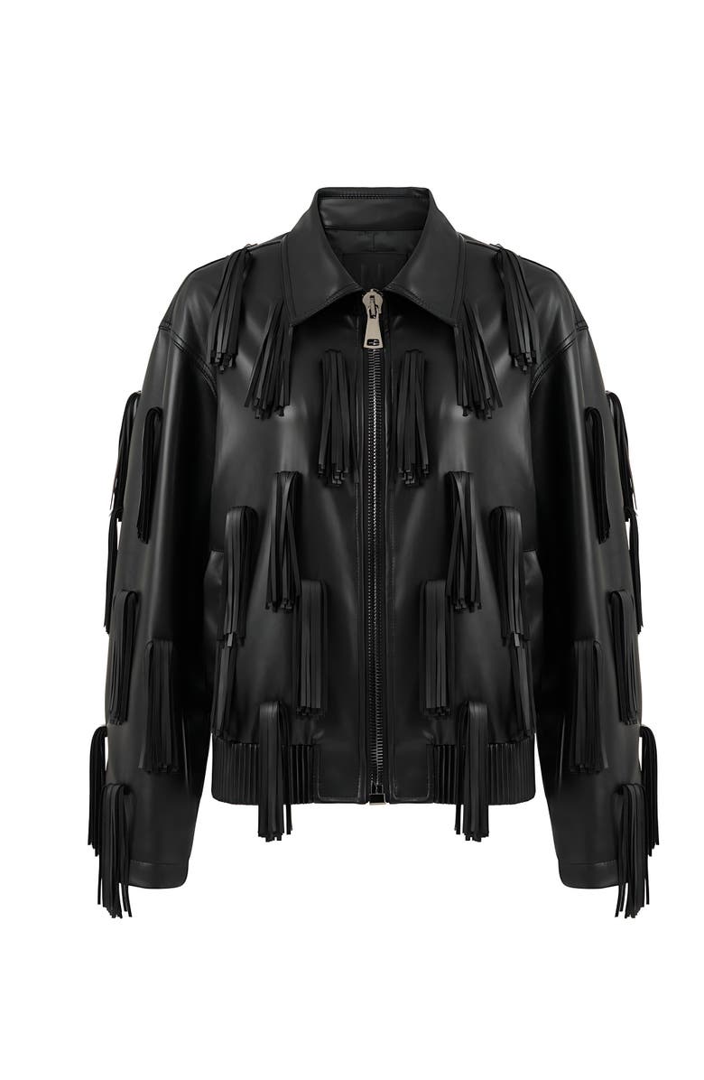 Nocturne Fringe Detail Faux Leather Jacket, Alternate, color, 