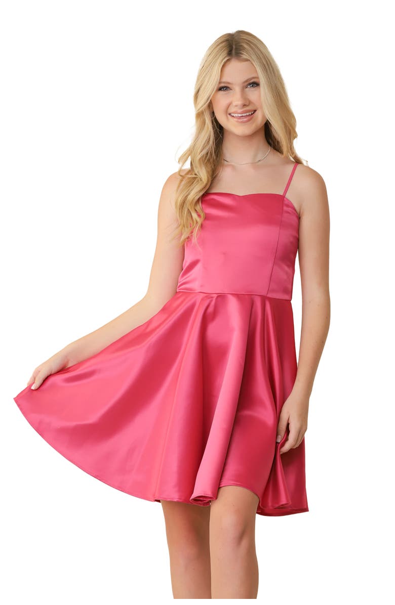 Un Deux Trois Fit and Flare Party Dress in Longer Length, Main, color, Fuchsia