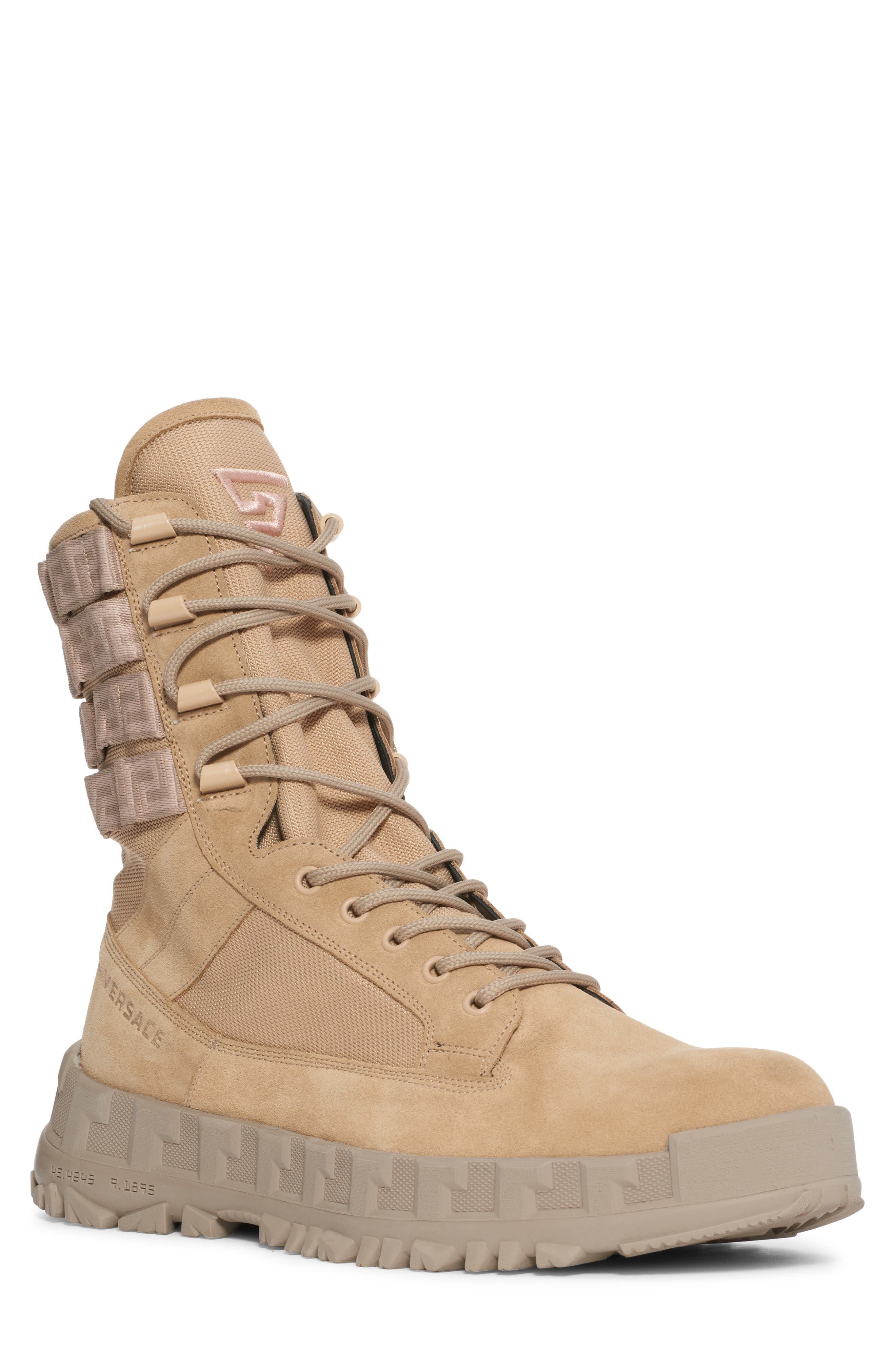 Versace Greca Rhegis Combat Boot, Main, color, 