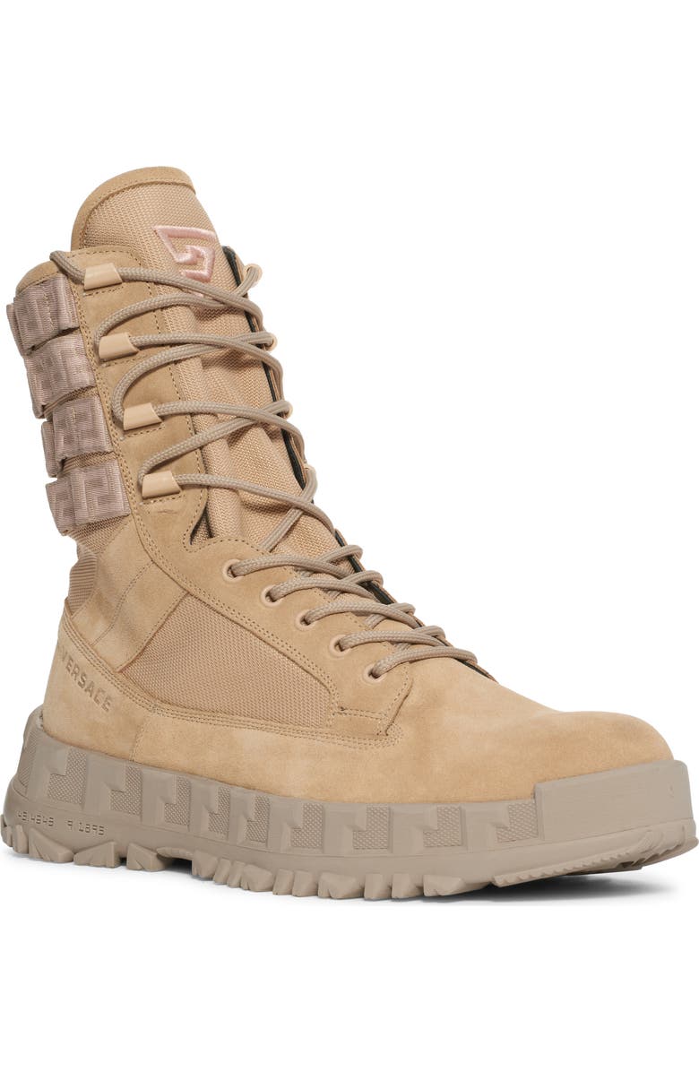 Versace Greca Rhegis Combat Boot, Main, color,