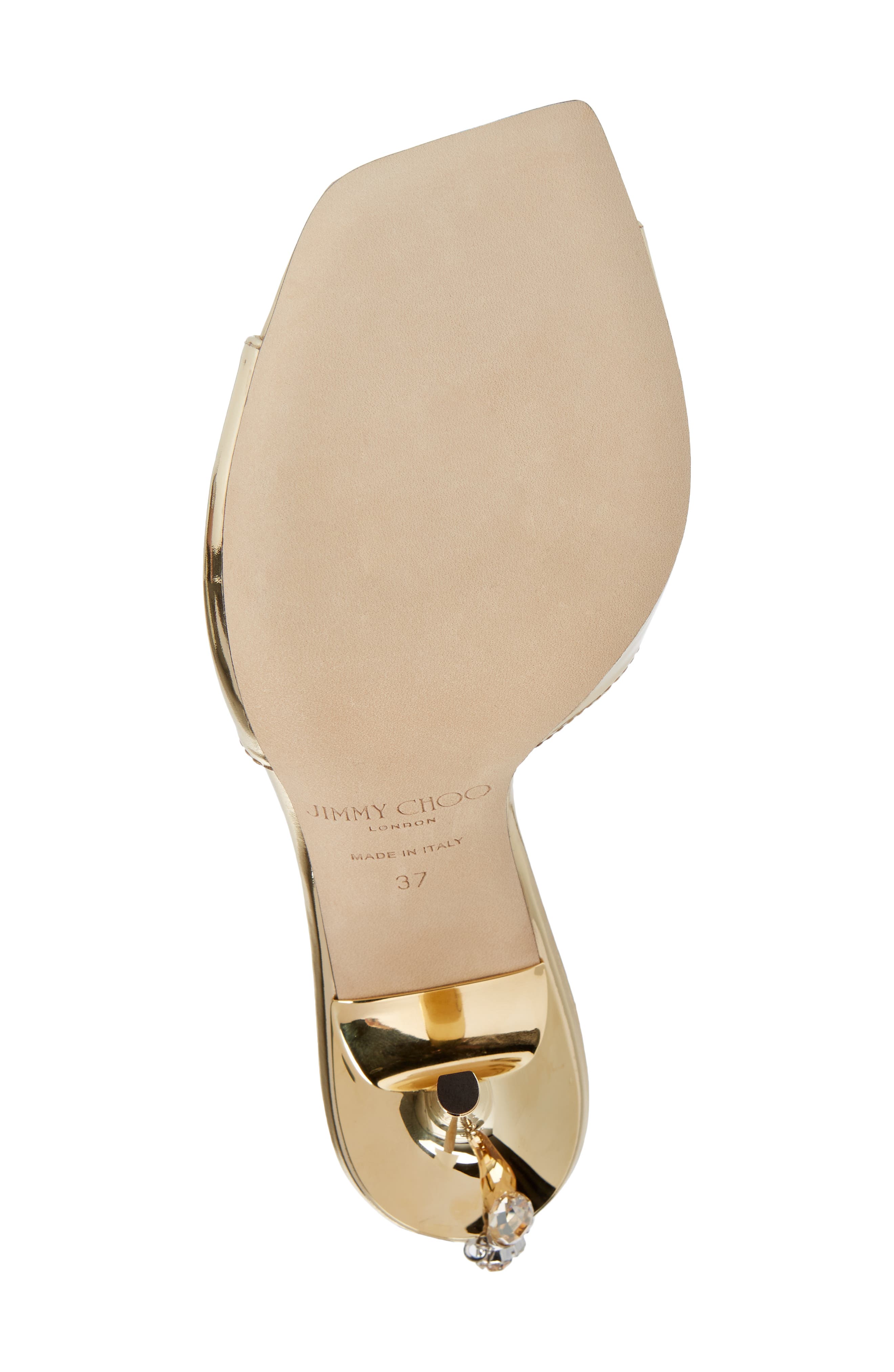 Saeda Crystal Ankle Strap Peep Toe Sandal, Alternate, color, GOLD/ CRYSTAL HONEY