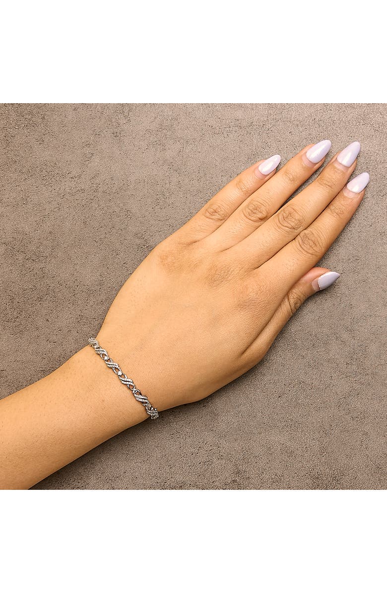 Haus of Brilliance Silver 1/2 Cttw Diamond Weave and Station Bolo Bracelet, Alternate, color, White