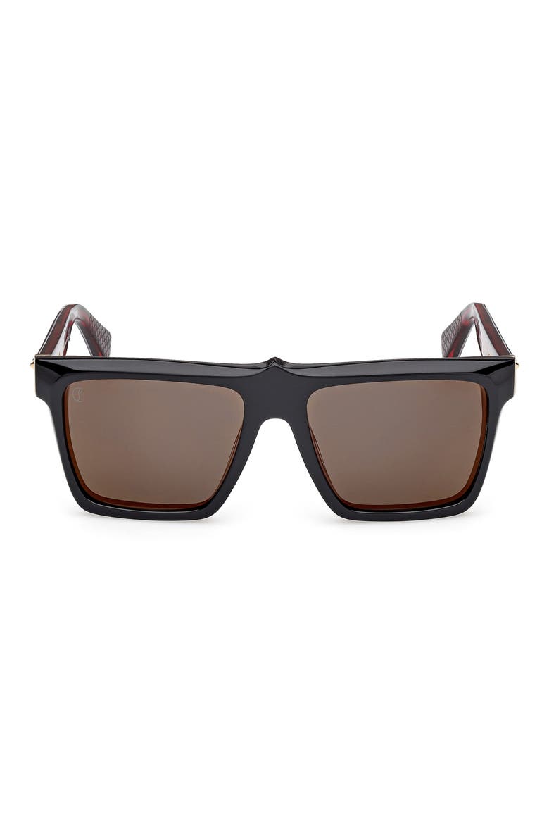 56mm Square Sunglasses, Main, color, BLACK / GOLD / ZEISS SMOKE