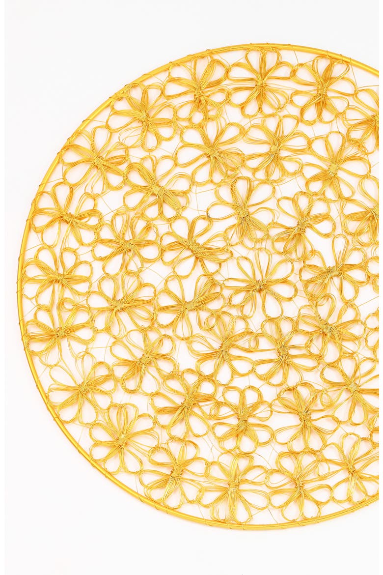 Bloom Lace Metal Placemat, Alternate, color, GOLD