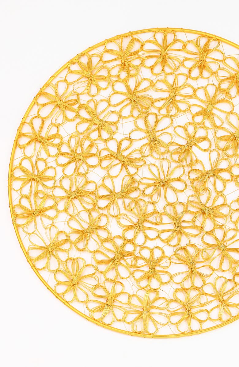 Tiramisu Bloom Lace Metal Placemat, Alternate, color, Gold