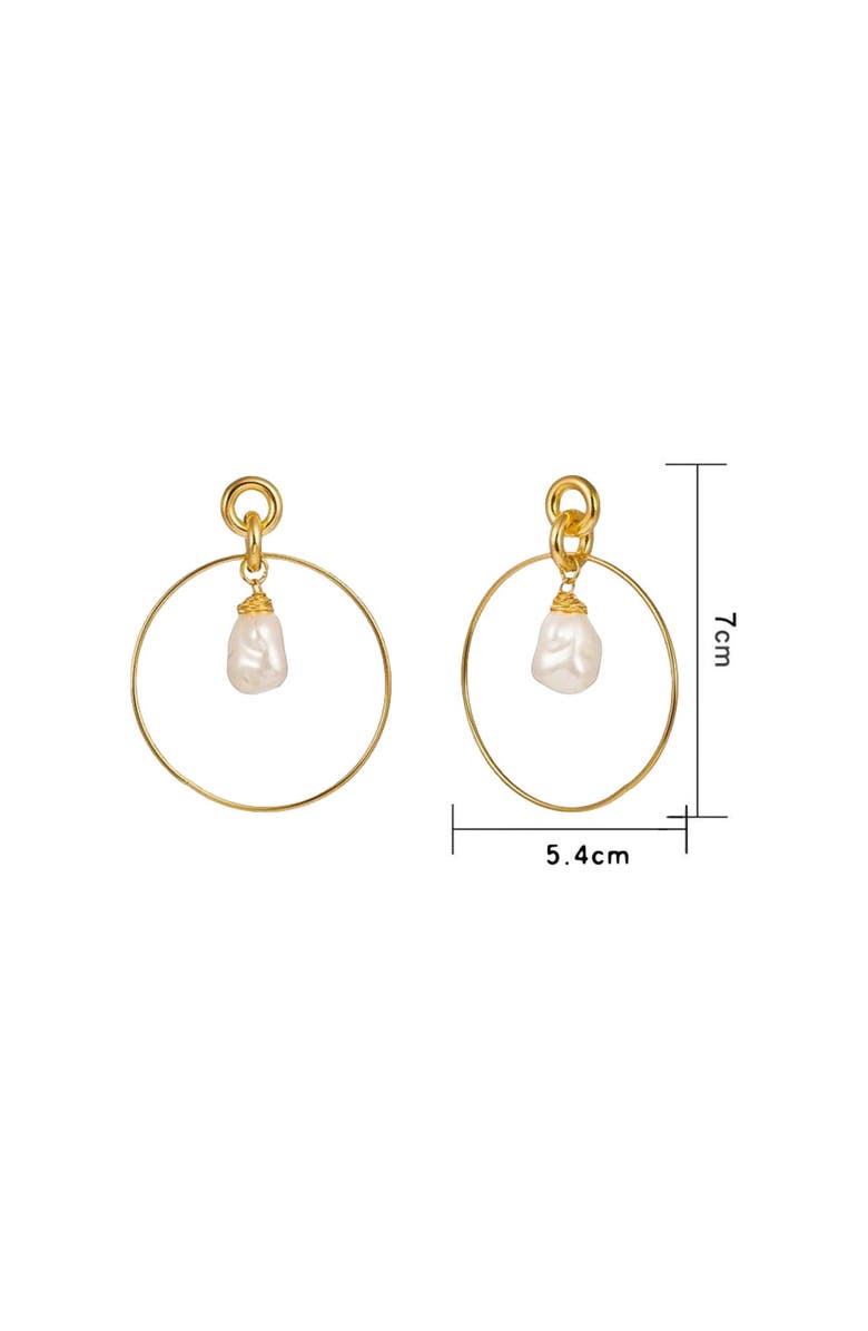 Hollywood Sensation Drop Hoop Earrings with Simulated Pearl Drop, Alternate, color, Gold