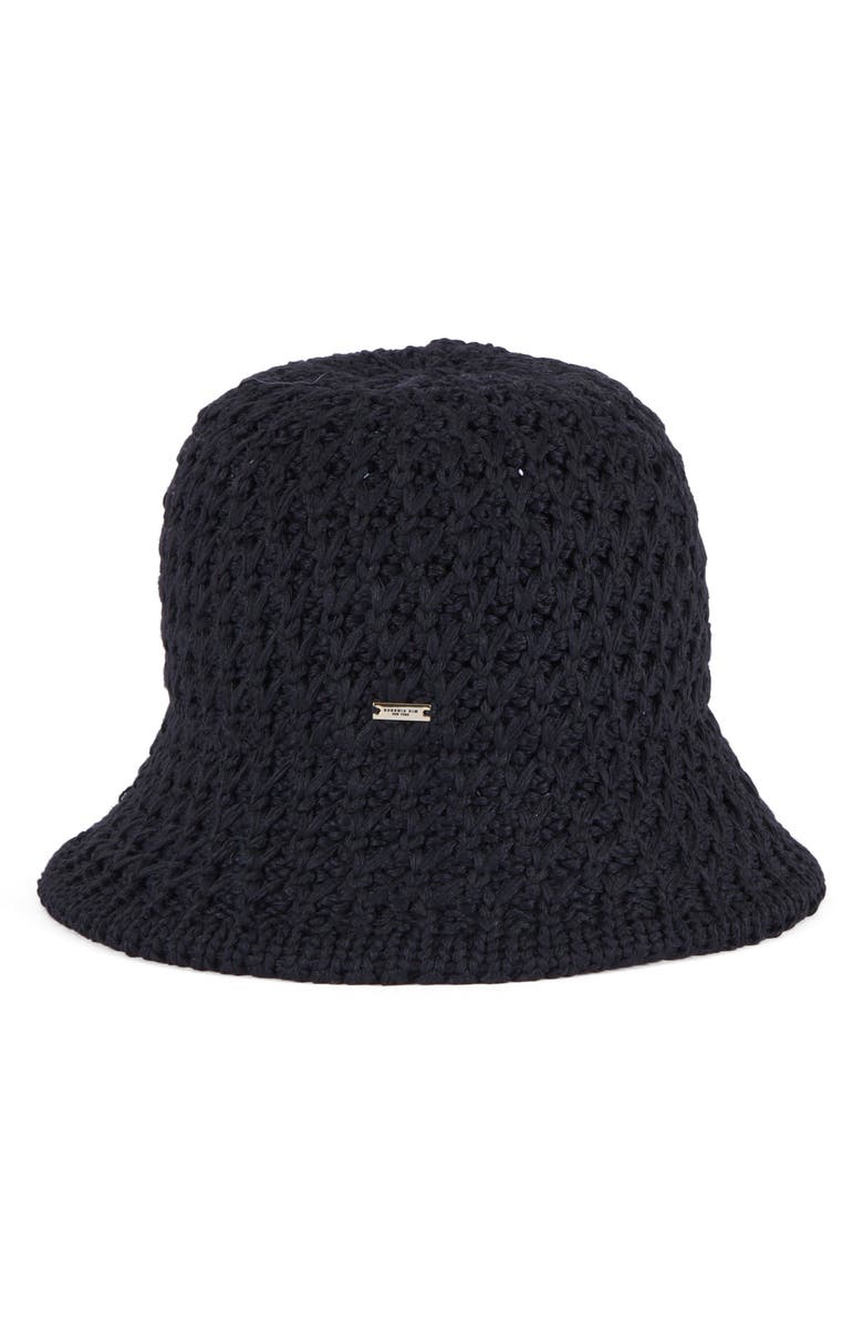 Eugenia Kim Anais Straw Bucket Hat, Main, color, Black