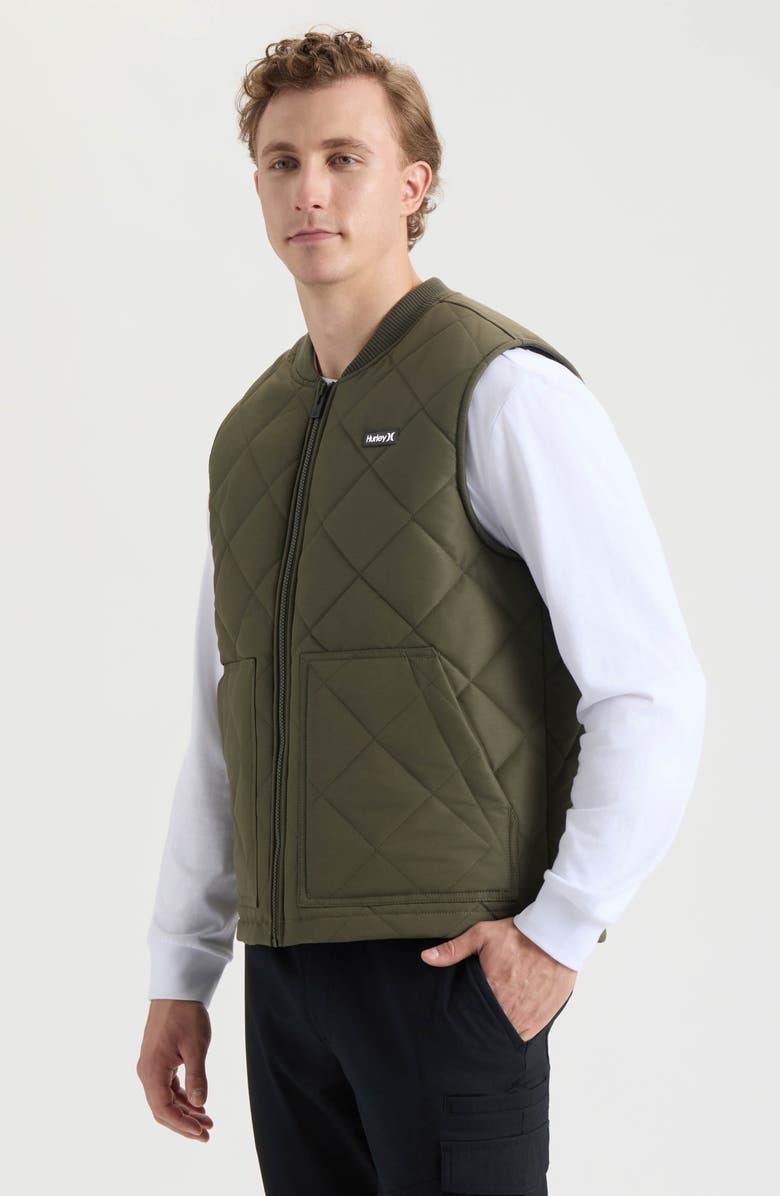 Hurley Malony Water Repellent Faux Shearling Lined Quilted Vest, Alternate, color, Cargo