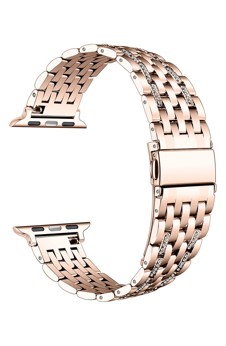 Posh Tech Remy Rhinestone & Stainless Steel Apple Watch<sup>®</sup> Watchband, Alternate, color, Rose Gold