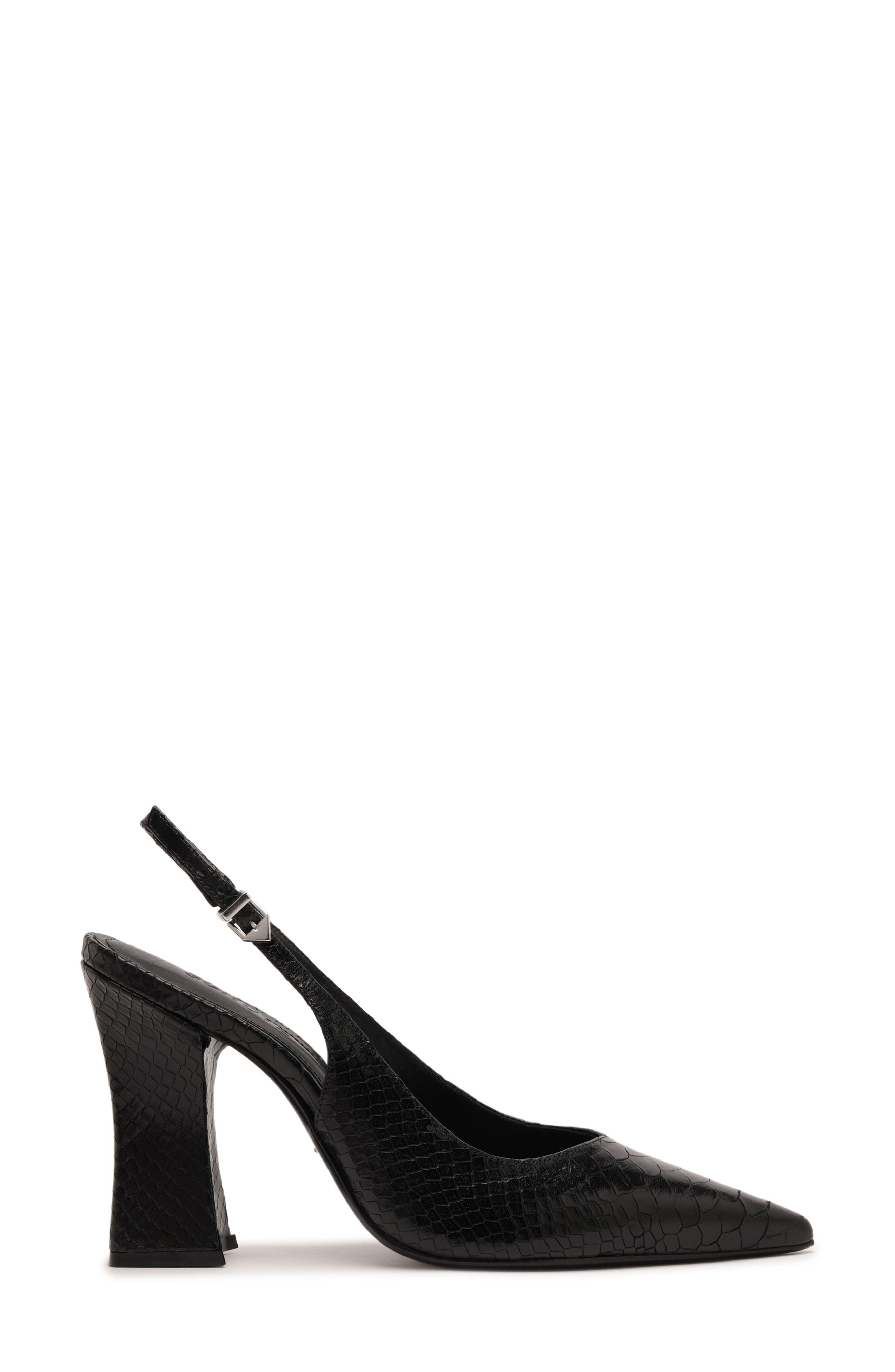 Schutz Michelle Snakeskin Embossed Slingback Pump, Alternate, color, Black
