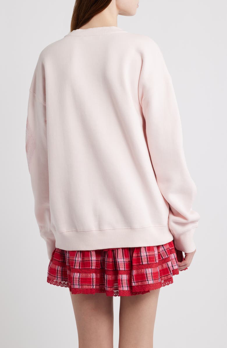 LoveShackFancy Palo Sequin Embellished Cotton Blend Sweatshirt, Alternate, color, Wistful Pink