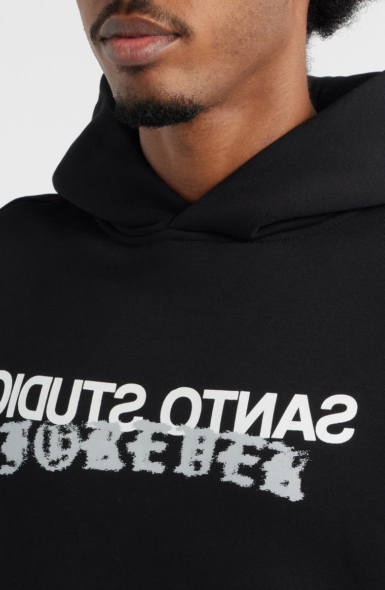 SANTO STUDIO Forever Logo Cotton Fleece Hoodie, Alternate, color, Black