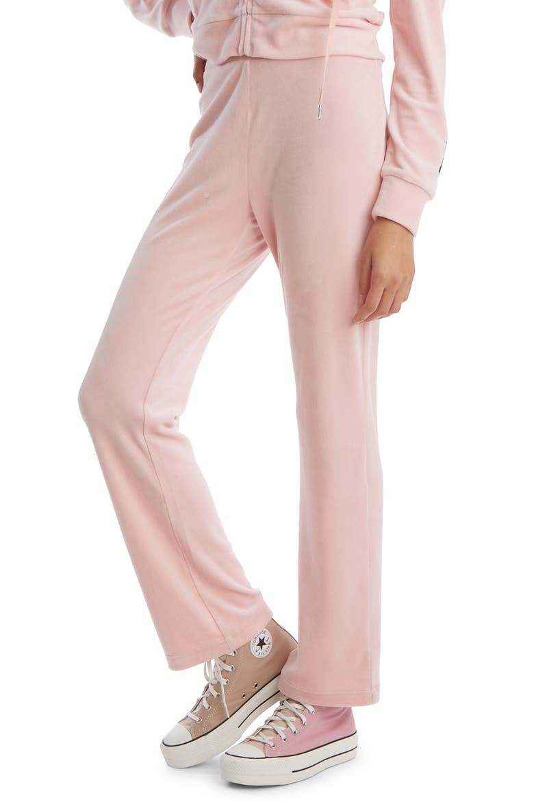 Velour Track Pants, Main, color, CHARMING PINK