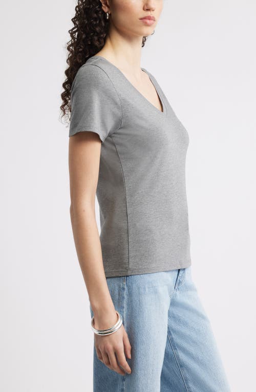 Nordstrom Everyday V-neck Pima Cotton Blend T-shirt In Gray