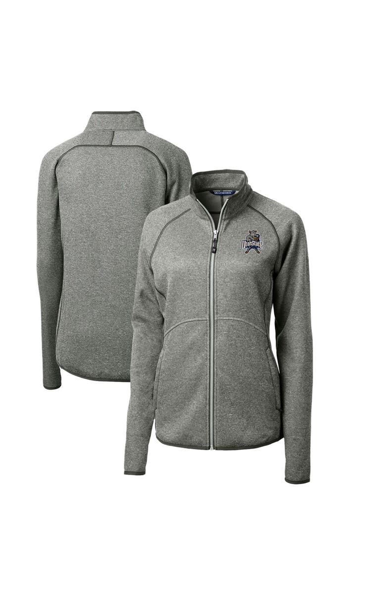 Cutter & Buck Women's Cutter & Buck Heather Gray Utah State Aggies Mainsail Sweater-Knit Full-Zip Jacket, Alternate, color, 