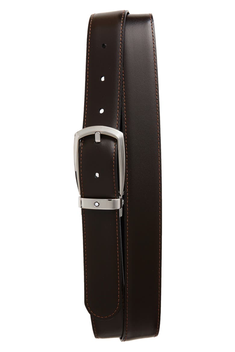 Square Buckle Reversible Leather Belt, Alternate, color, BLACK/ BROWN