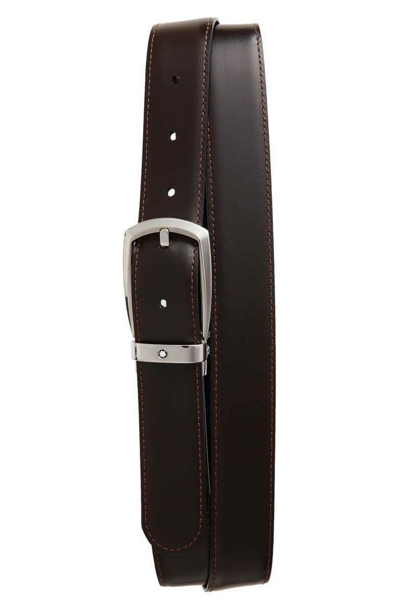 Montblanc Square Buckle Reversible Leather Belt, Alternate, color, 