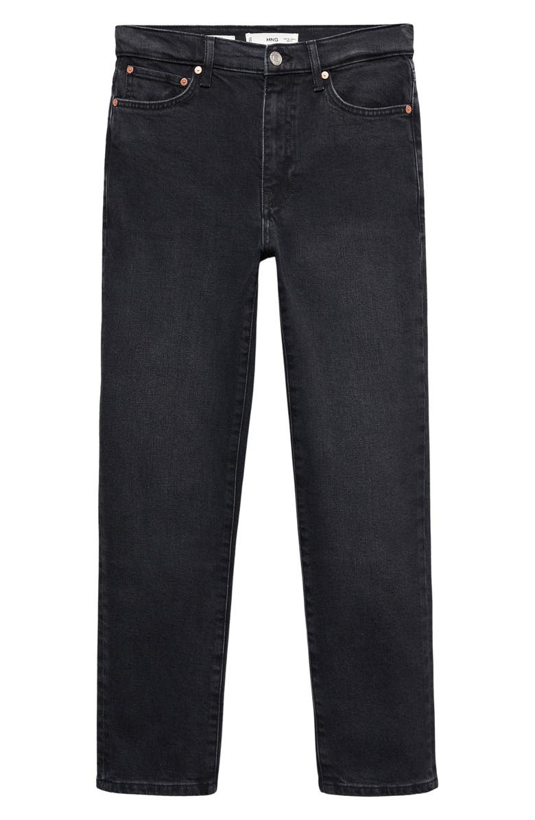MANGO Slim Fit Crop Jeans, Alternate, color, Black Denim