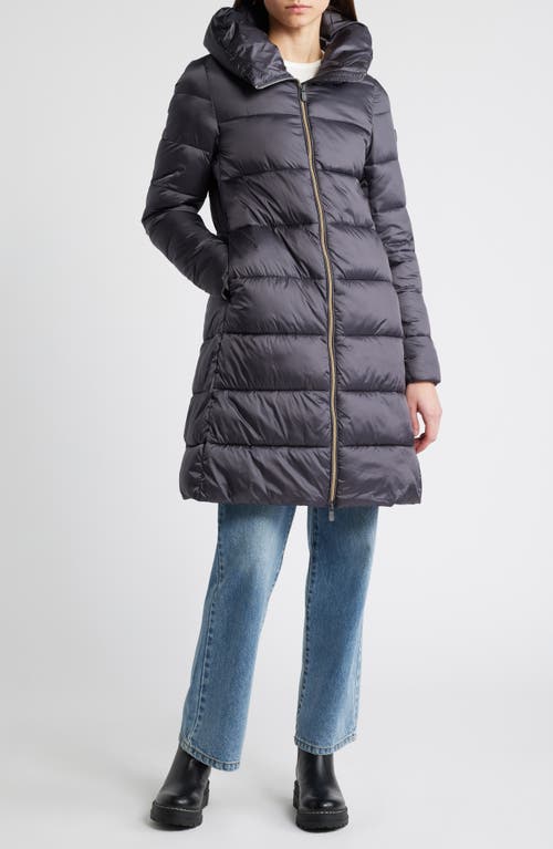 Save The Duck Lysa Water Repellent Quilted Puffer Coat in Ebony Grey 