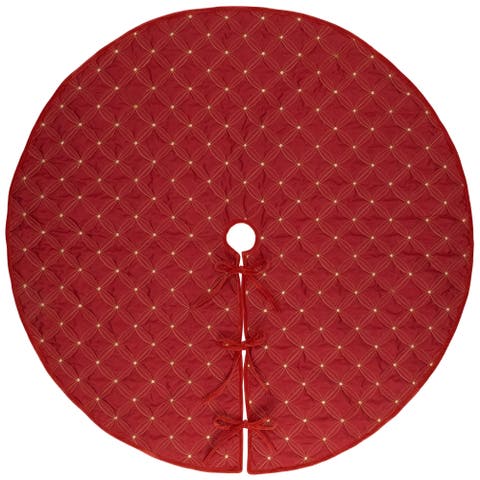 Round Quilted Tree Skirt - 60" - Red and Gold