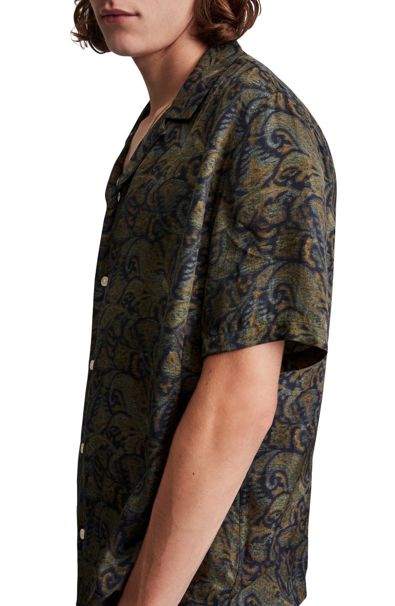 AllSaints Transmission Relaxed Fit Print Short Sleeve Button-Up Shirt, Alternate, color, Black