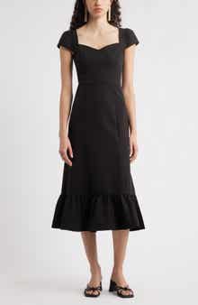 Chelsea28 Sweetheart Neckline Cap Sleeve Midi Dress