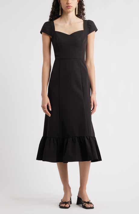 Chelsea28 Sweetheart Neckline Cap Sleeve Midi Dress