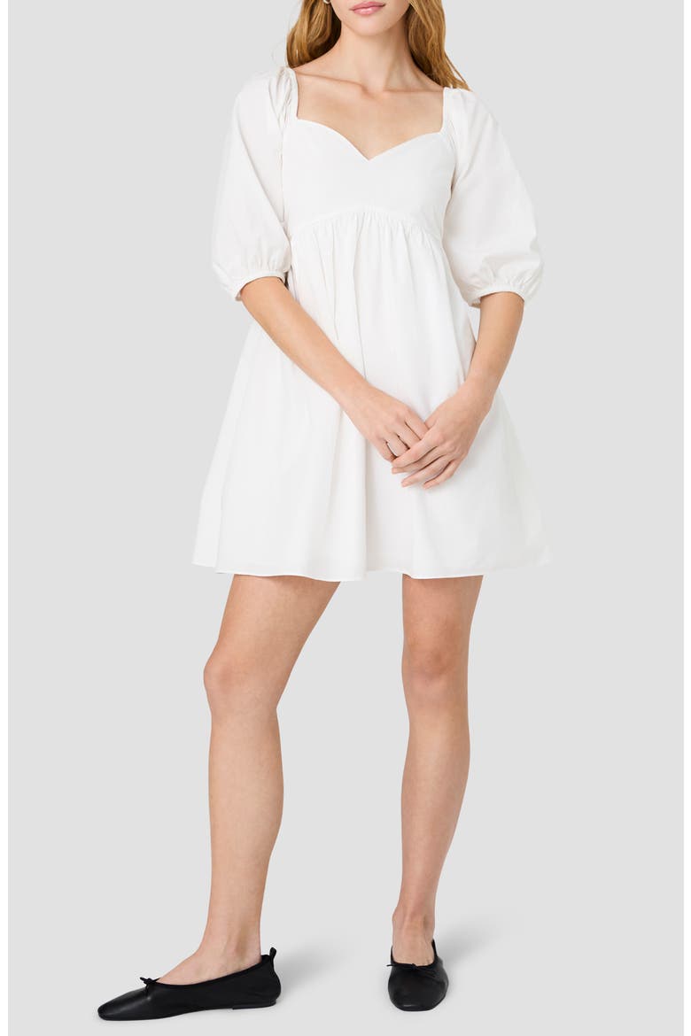Cambria Puff Shoulder Cotton Minidress, Main, color, SUMMER WHITE