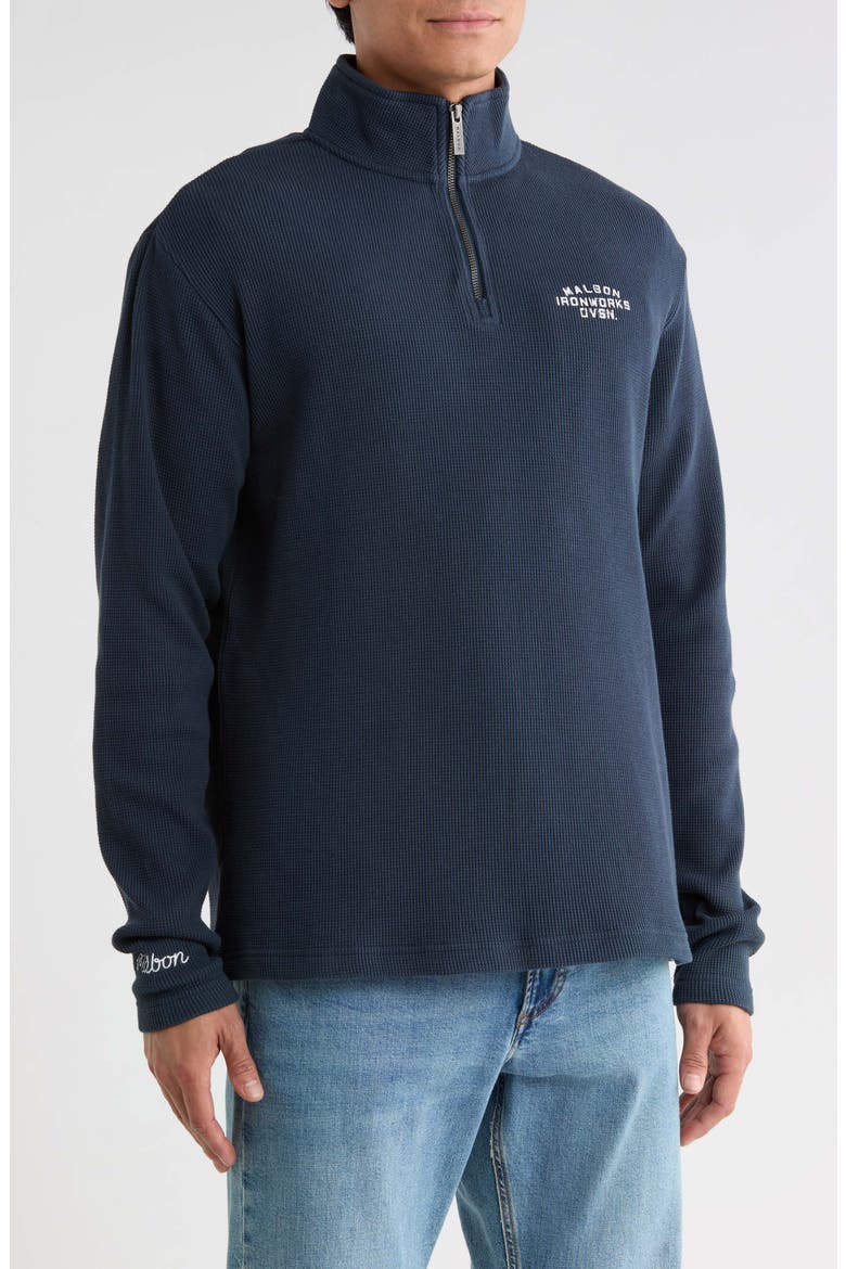 Flyer Ironworks Mid Layer Stretch Cotton Thermal Pullover, Alternate, color, BLUEBERRY