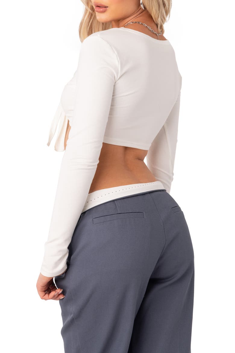 Layla Tie Front Crop Top, Alternate, color, WHITE