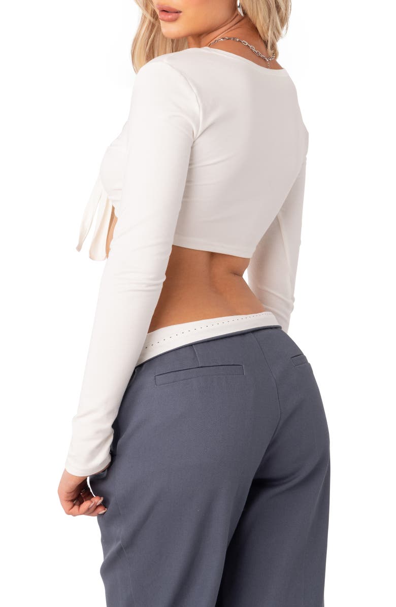 EDIKTED Layla Tie Front Crop Top, Alternate, color, White