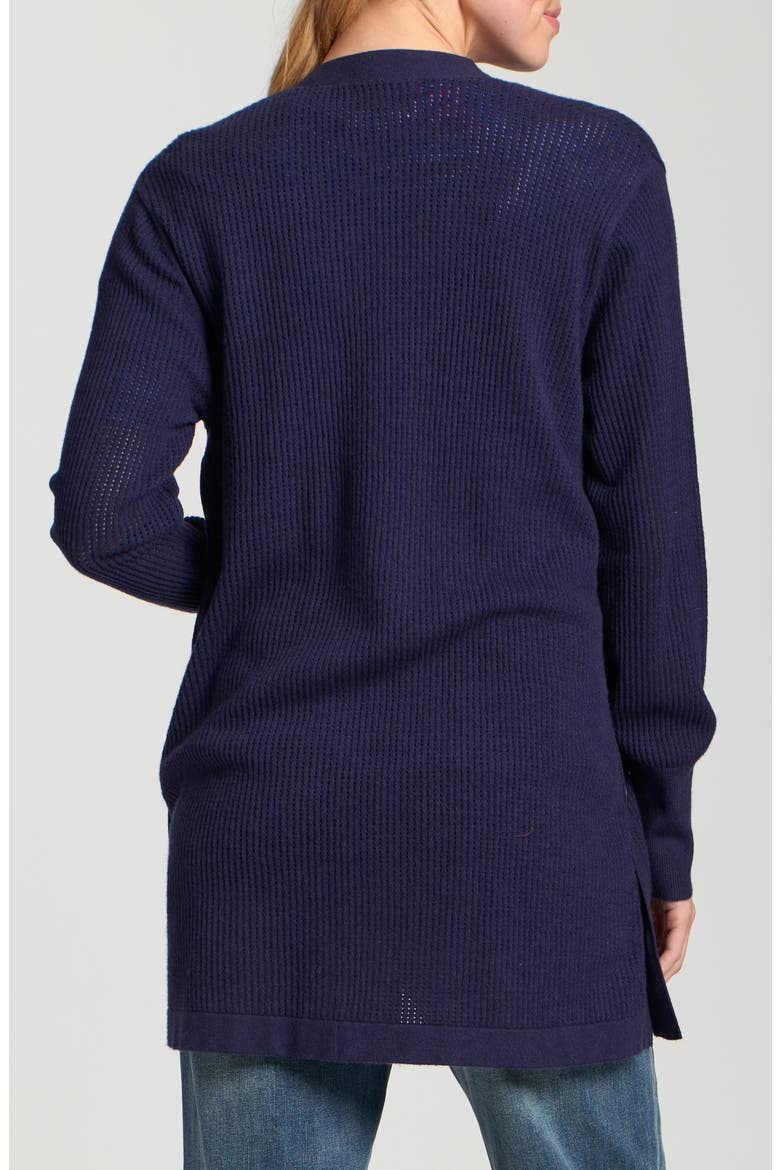 Open Stitch Long Cardigan, Alternate, color, NAVY
