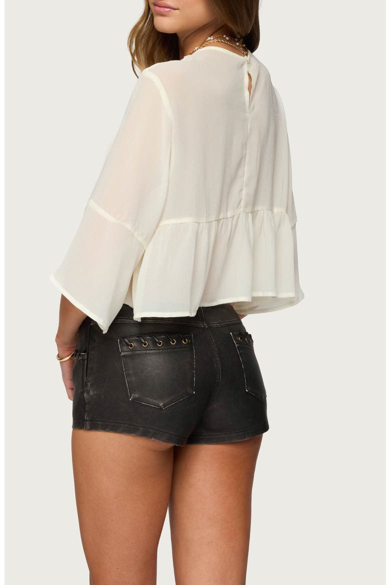 Missy Ruffled Chiffon Crop Top, Alternate, color, CREAM