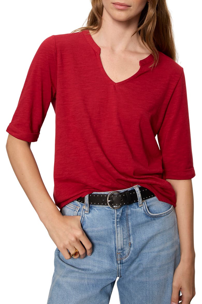 Dolce Notch Neck Top, Alternate, color, RED BERRY