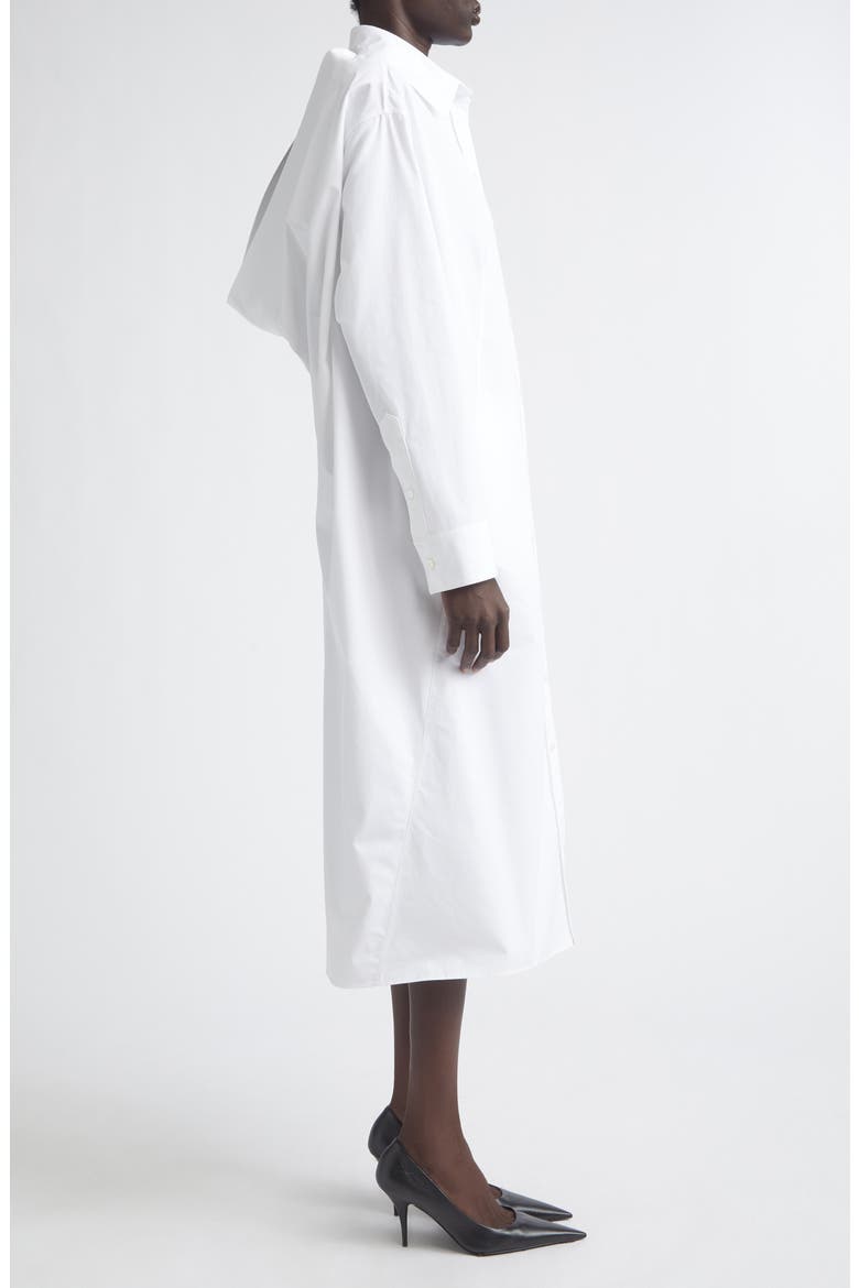 Draped Back Long Sleeve Cotton Poplin Shirtdress, Alternate, color, 9000 WHITE