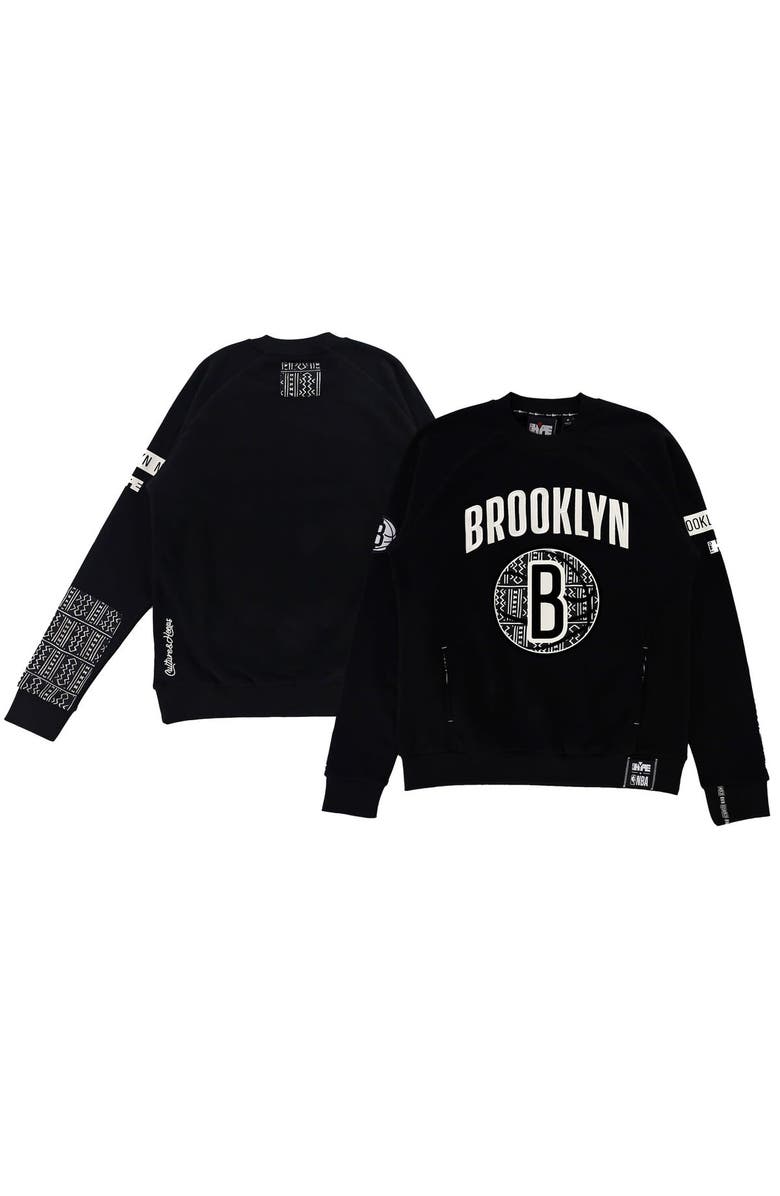 Two Hype Unisex NBA x Two Hype Black Brooklyn Nets Culture & Hoops Heavyweight Pullover Sweatshirt, Main, color,
