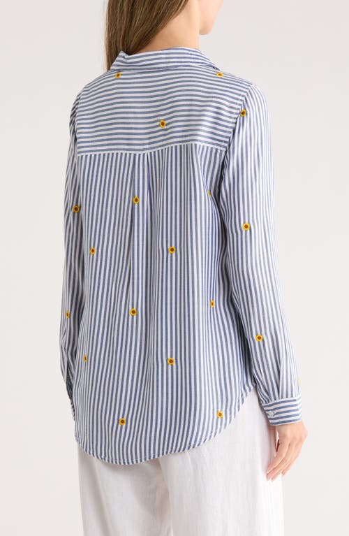 Beachlunchlounge Kaylee Heart Stripe Long Sleeve Button-up Shirt