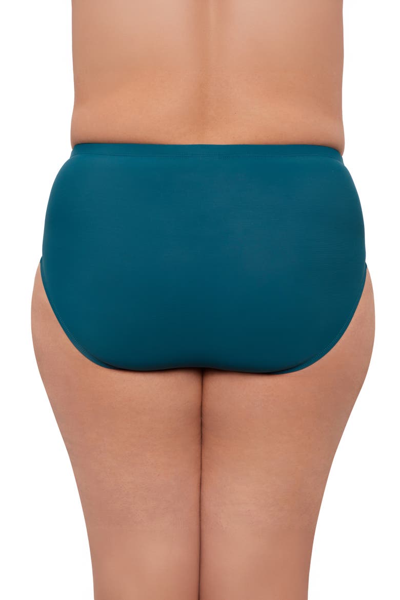 Plus Size Mid Rise Tummy Control Swim Brief, Alternate, color, Lagoon