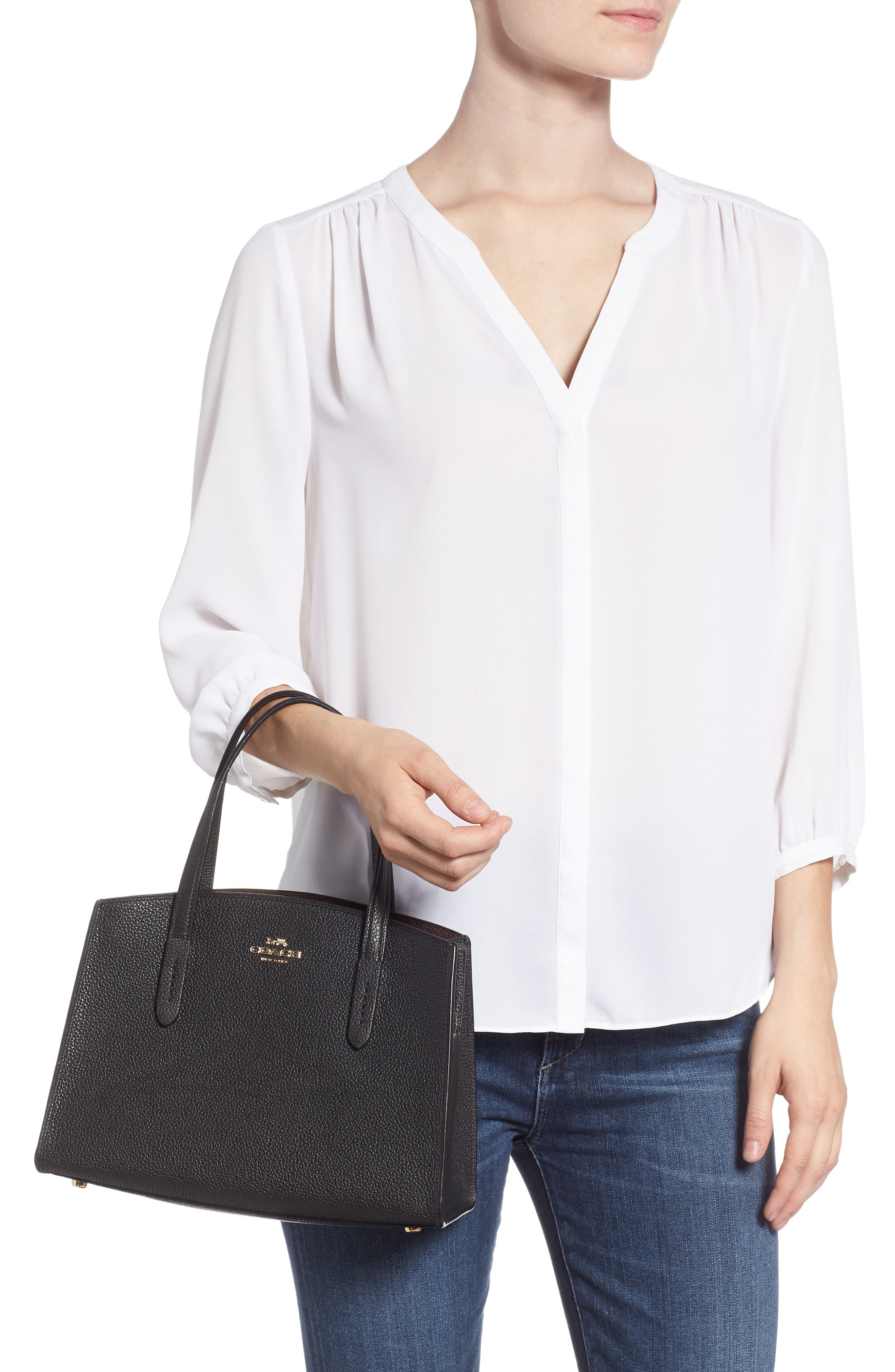 COACH Charlie Leather Tote, Alternate, color, 