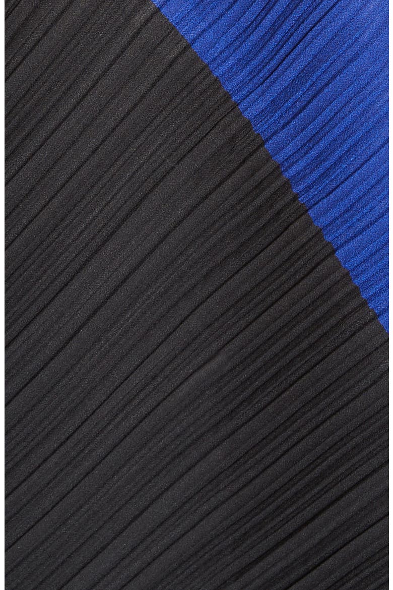 Pleated Crepe Dress, Alternate, color, BLACK/ OPTIC WHITE/ INDIGO