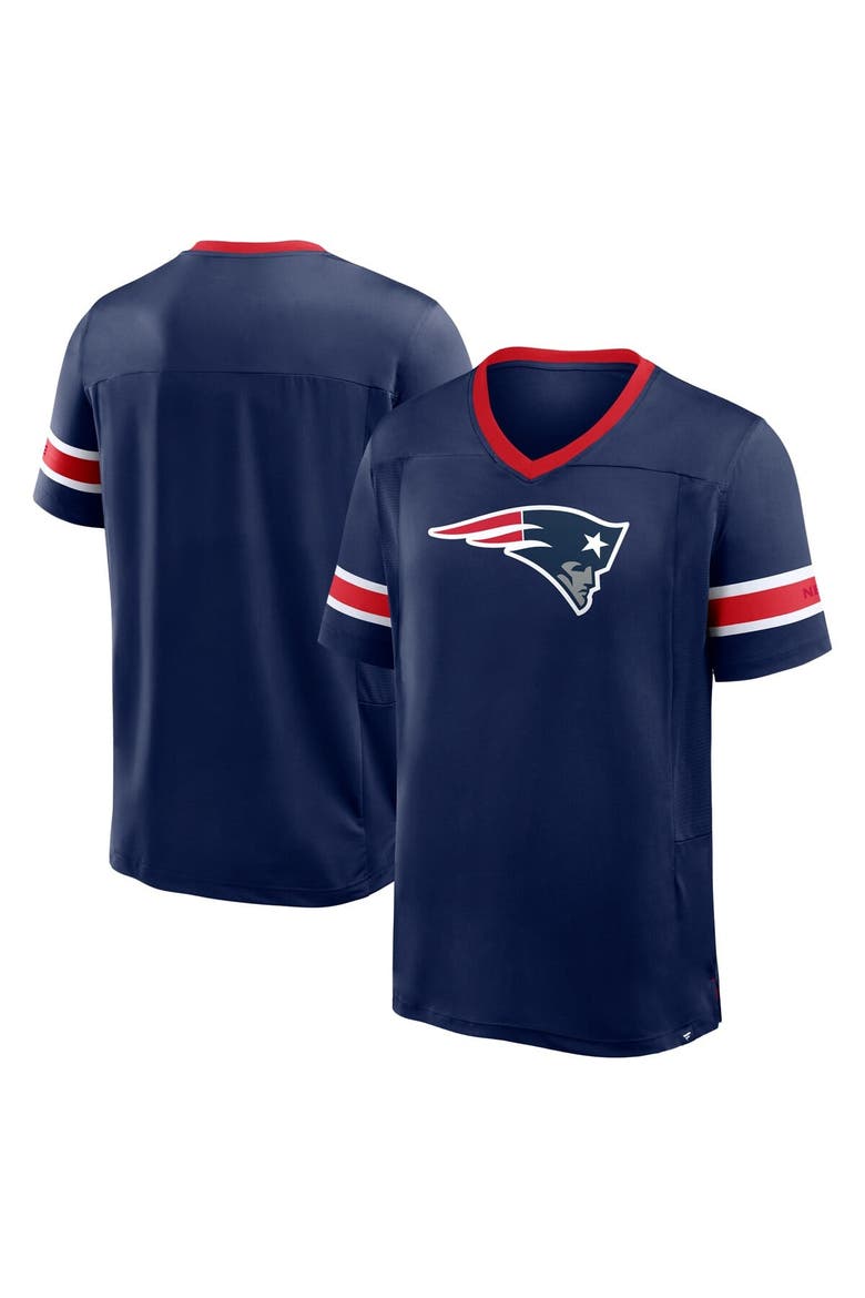 Men's Fanatics Navy New England Patriots Hometown Premium Hashmark V-Neck T-Shirt, Main, color, Navy
