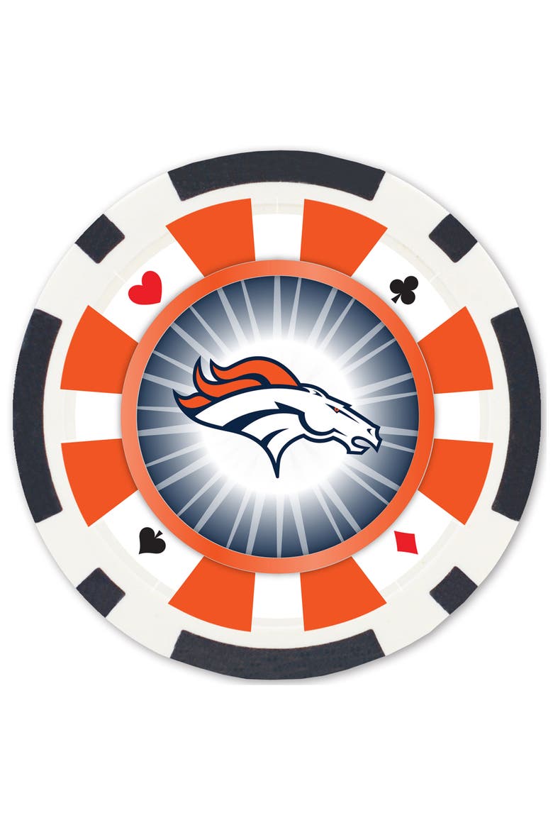 Denver Broncos 100 Piece Poker Chips, Alternate, color, Multicolor