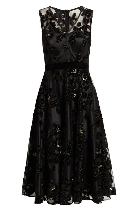 Floral Appliqué Sleeveless Party Dress