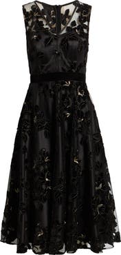 Eliza J Floral Appliqué Sleeveless Party Dress