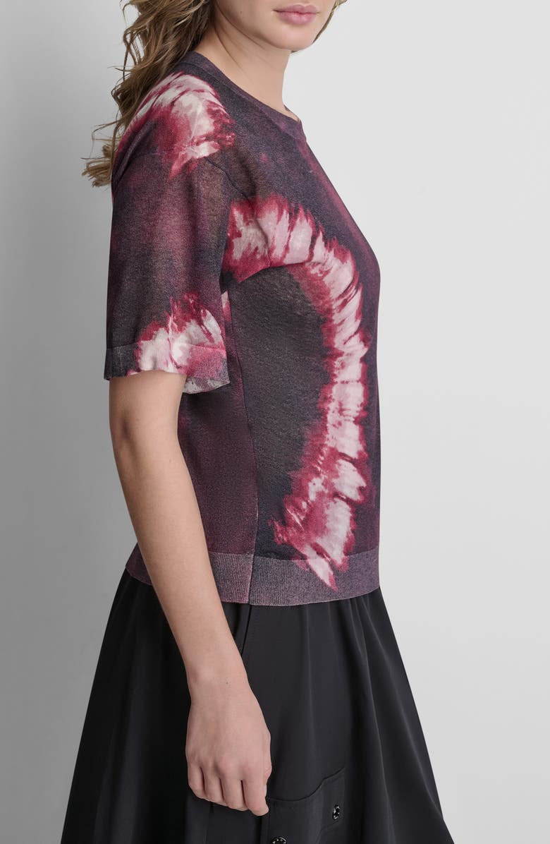 DKNY Tie Dye Short Sleeve Cotton Blend Sweater, Alternate, color, Firework Tiedye
