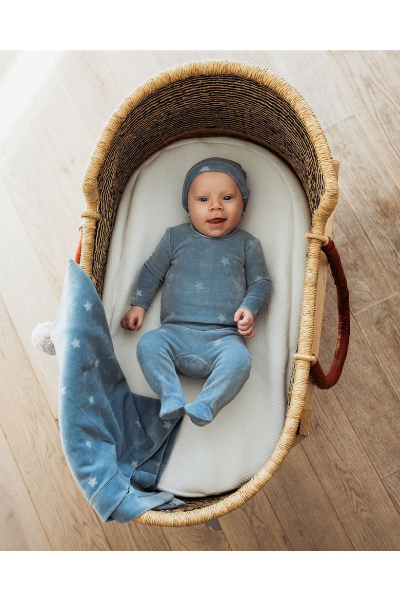 Velvet Star Cotton Rich Velour Footie Set, Alternate, color, Blue