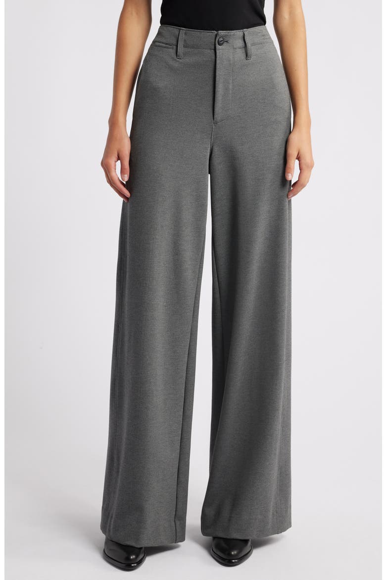 Sofie High Waist Wide Leg Ponte Knit Pants, Main, color, CHARCOAL