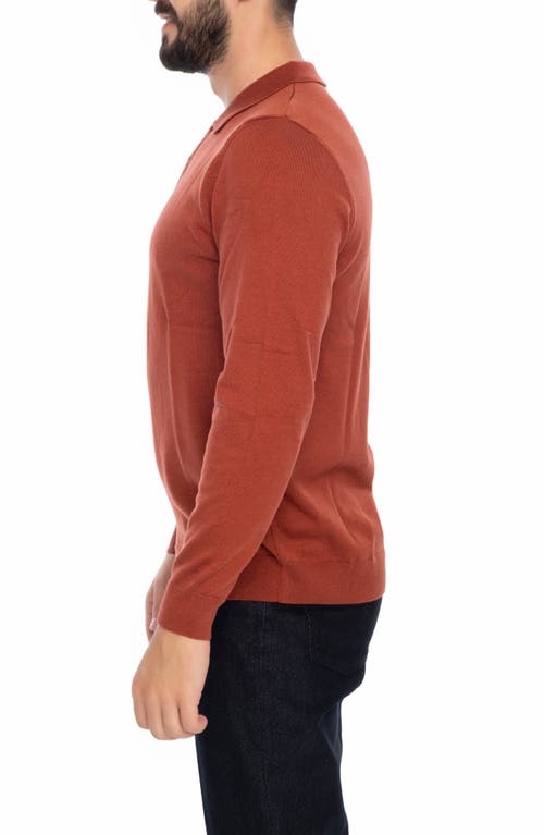 Vellapais Long Sleeve Polo In Dark Orange