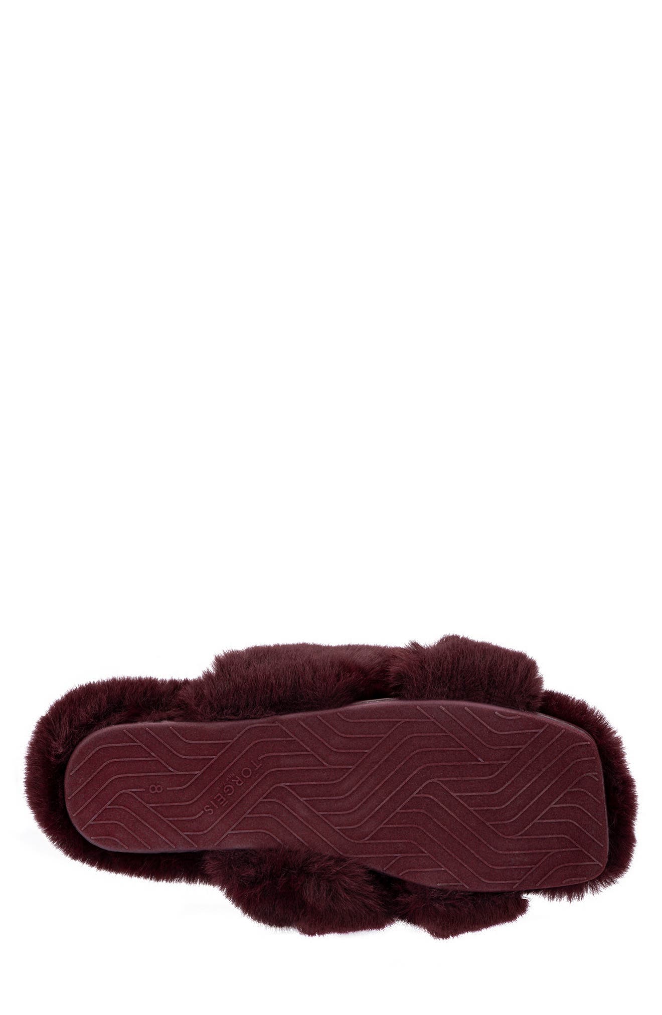 Luna Faux Fur Slipper, Alternate, color, BURGUNDY